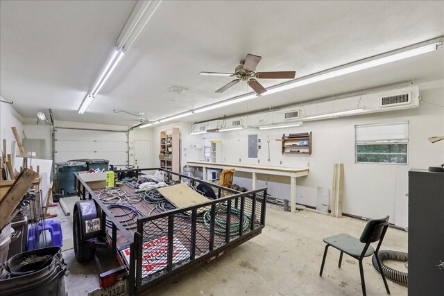 5210 Linda Ln, Beaumont, TX 77708 - garage featuring electric panel and a ceiling fan