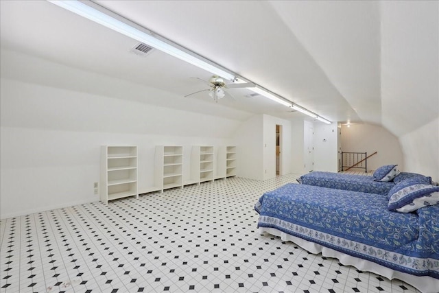 5210 Linda Ln, Beaumont, TX 77708 - bedroom with vaulted ceiling, baseboards, and ceiling fan