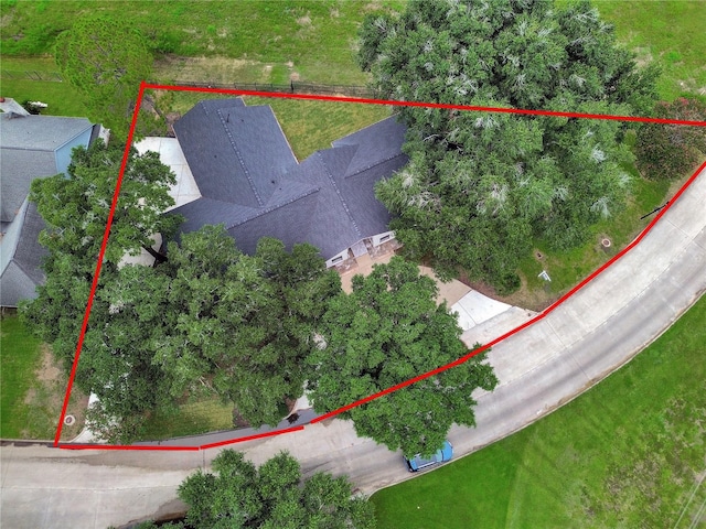 2702 Fairway Dr, Sugar Land, TX 77478 - aerial overview of property's location with property parcel outlined