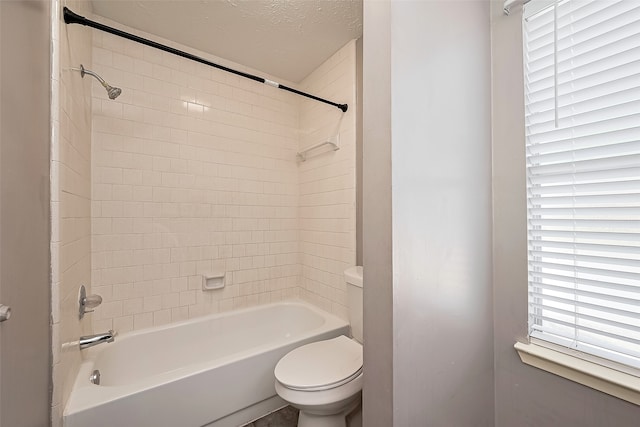 24226 Spring Towne Dr, Spring, TX 77373 - full bathroom with toilet, shower / bath combination, and a textured ceiling