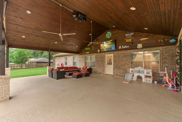 8518 Kerr Dr, Tomball, TX 77375 - view of patio with an outdoor living space and ceiling fan