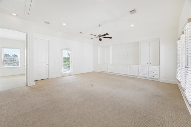 1318 Bobbitt Manor Ln, Houston, TX 77055 - spare room featuring light colored carpet, a ceiling fan, recessed lighting, and attic access