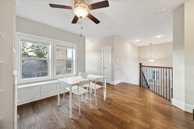 22 Hedgedale Way, Spring, TX 77389 - dining room featuring wood finished floors and a ceiling fan