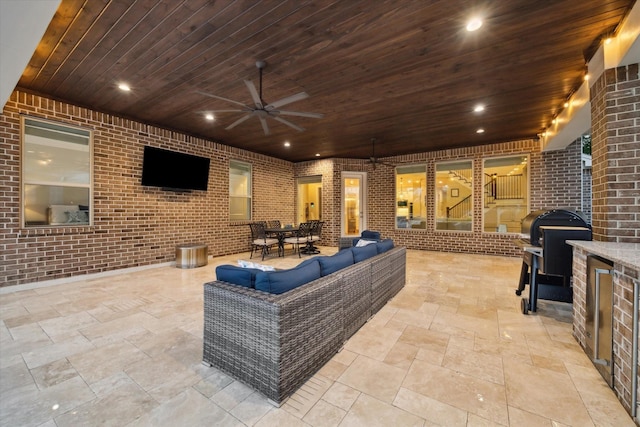 22 Hedgedale Way, Spring, TX 77389 - view of patio featuring a ceiling fan, an outdoor living space, and outdoor dining space