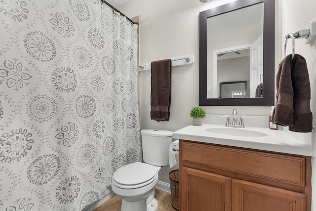 6411 St Placidia Dr, Spring, TX 77379 - full bathroom featuring toilet, vanity, and curtained shower