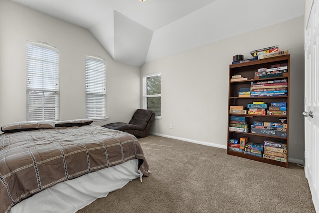 6411 St Placidia Dr, Spring, TX 77379 - bedroom with carpet, baseboards, and lofted ceiling