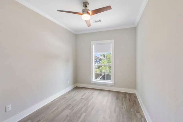 514 E 29th St, Houston, TX 77008 - empty room with wood finished floors, ceiling fan, baseboards, and ornamental molding
