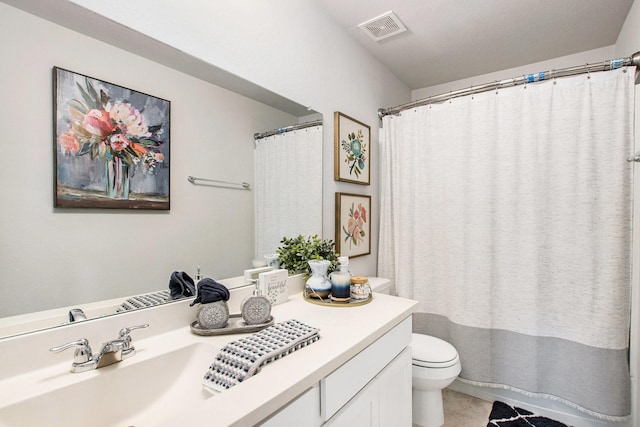 40557 Mostyn Lake Dr, Magnolia, TX 77354 - bathroom featuring toilet, vanity, and a shower with shower curtain