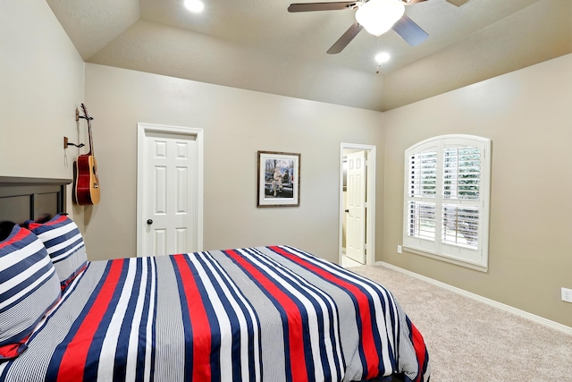 4503 Summits Edge Ln, Katy, TX 77494 - bedroom with carpet, a ceiling fan, and lofted ceiling