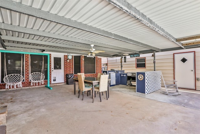 5810 Dixie Ln, Baytown, TX 77523 - view of patio / terrace with ceiling fan and outdoor dining space