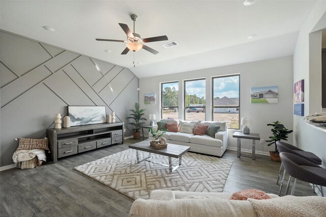 11359 White Rock Rd, Conroe, TX 77306 - living area with baseboards, ceiling fan, wood finished floors, and recessed lighting