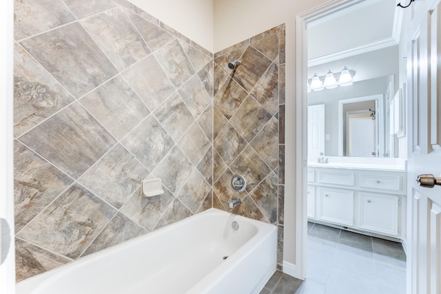 2215 Dali Ln, Missouri City, TX 77459 - full bath featuring vanity,  shower combination, and tile patterned floors