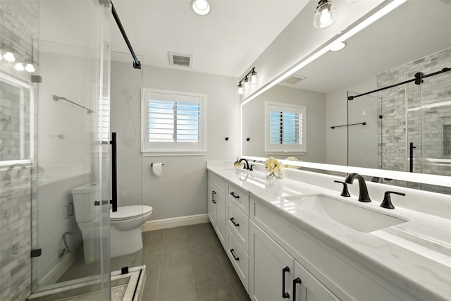 10718 Chevy Chase Dr, Houston, TX 77042 - full bathroom with double vanity, a stall shower, and tile patterned floors