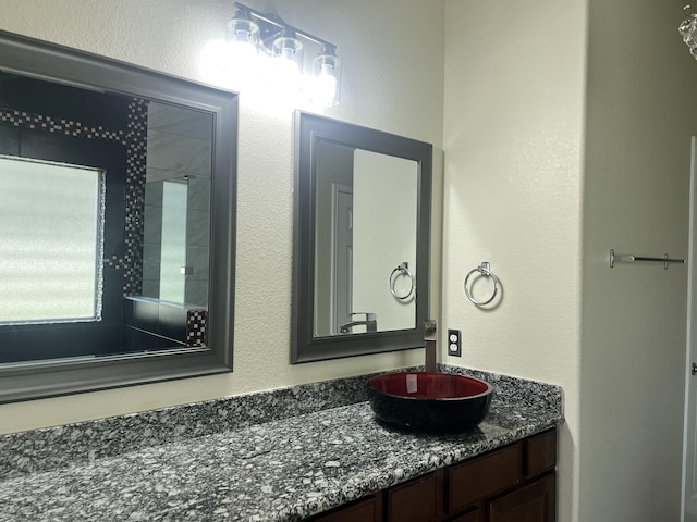 6442 Wilshire Lks, Houston, TX 77040 - bathroom with vanity and tiled shower