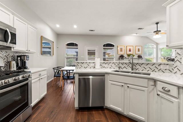 2 Bayou Springs Ct, Spring, TX 77382 - kitchen featuring stainless steel appliances, a sink, tasteful backsplash, light countertops, and recessed lighting
