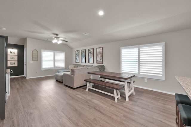 1887 Brushy Cedar Dr, Conroe, TX 77301 - living room with ceiling fan, light wood-style floors, baseboards, and recessed lighting