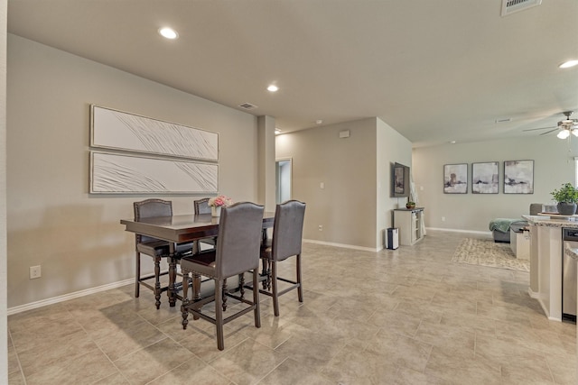 13919 Leigh Lake Ln, Conroe, TX 77384 - dining space with ceiling fan and recessed lighting