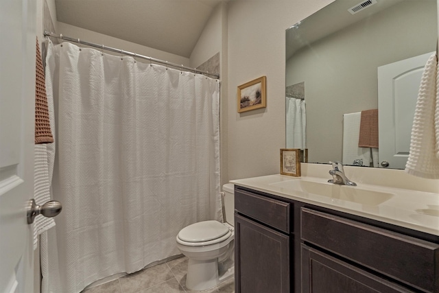 13919 Leigh Lake Ln, Conroe, TX 77384 - bathroom with vanity, tile patterned floors, and a shower with shower curtain