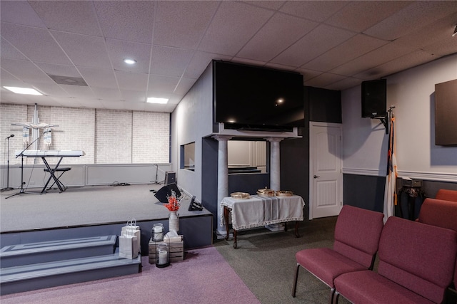 2027 Fm 1942nd Rd, Crosby, TX 77532 - basement with carpet flooring and a paneled ceiling