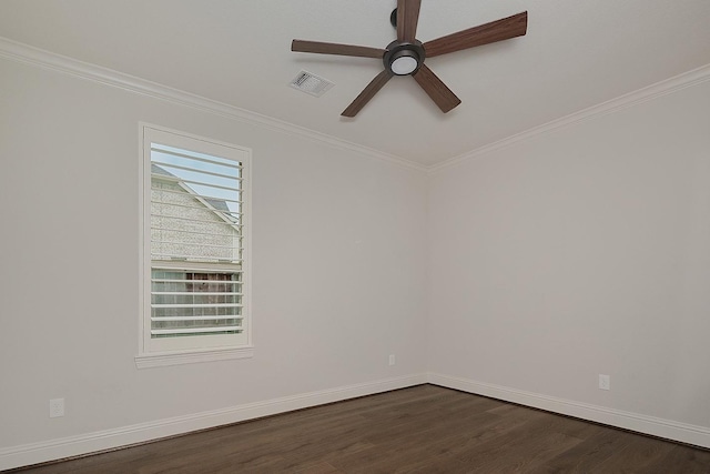 31338 Shadow Branch Ln, Spring, TX 77386 - empty room featuring ceiling fan, dark wood-style flooring, and ornamental molding