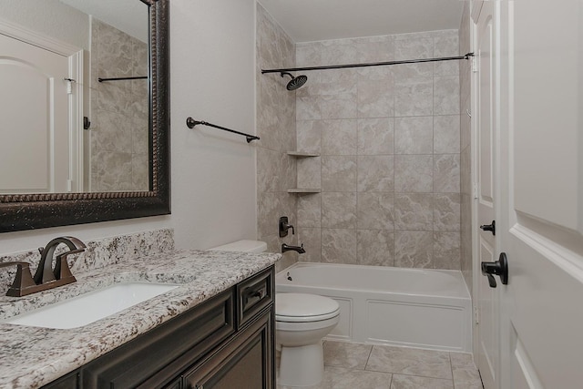 31338 Shadow Branch Ln, Spring, TX 77386 - bathroom with toilet, vanity, bathtub / shower combination, and tile patterned flooring