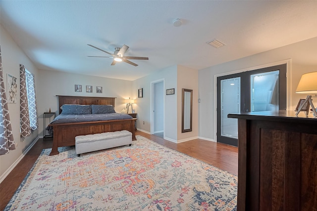16418 Crawford St, Jersey Village, TX 77040 - bedroom featuring dark wood-style flooring and a ceiling fan