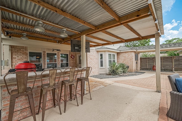 16418 Crawford St, Jersey Village, TX 77040 - view of patio / terrace featuring a ceiling fan