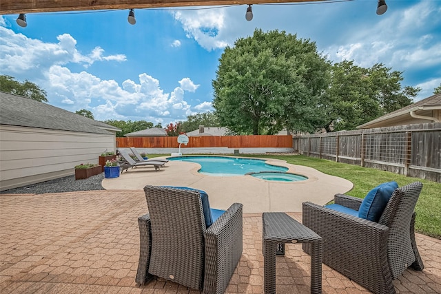 16418 Crawford St, Jersey Village, TX 77040 - view of pool featuring a patio area and a fenced backyard