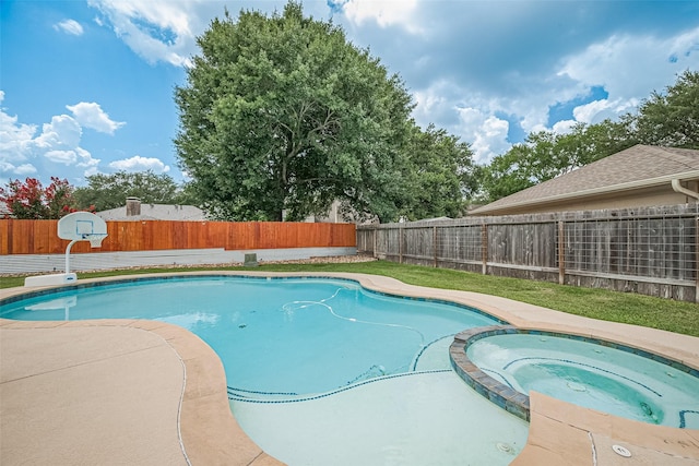 16418 Crawford St, Jersey Village, TX 77040 - view of pool with a fenced backyard and a pool with connected hot tub