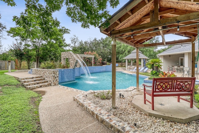 51 Wincrest Falls Dr, Cypress, TX 77429 - outdoor pool featuring a gazebo and a patio