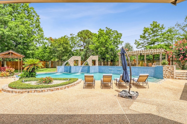 51 Wincrest Falls Dr, Cypress, TX 77429 - view of pool featuring a pergola, a fenced backyard, and a patio area