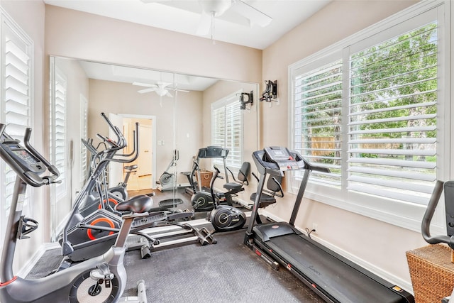 51 Wincrest Falls Dr, Cypress, TX 77429 - workout room with a ceiling fan