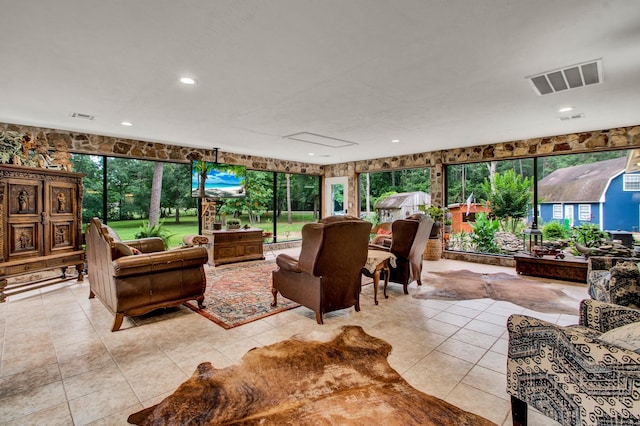 22827 Edward Ln, Tomball, TX 77377 - living room with light tile patterned floors and recessed lighting