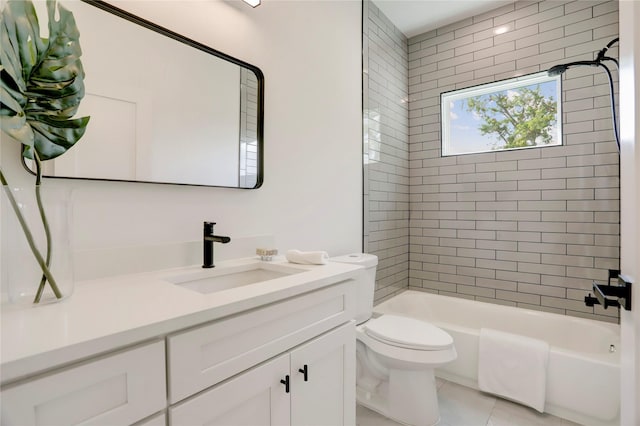 311 Marcella St Unit A, Houston, TX 77091 - bathroom with vanity, toilet,  shower combination, and tile patterned flooring