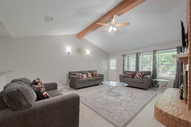 10534 Towne Square Rd, Sugar Land, TX 77498 - living area with a textured ceiling, ceiling fan, and light tile patterned flooring