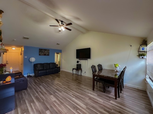3426 Wuthering Heights Dr, Houston, TX 77045 - dining room with a ceiling fan, wood finished floors, and baseboards