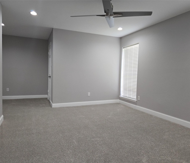 6502 Trail Valley Way, Houston, TX 77086 - carpeted empty room with ceiling fan, baseboards, recessed lighting, and plenty of natural light