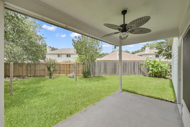 25819 Oakridge Forest Ln, Spring, TX 77386 - view of yard featuring a patio and a ceiling fan