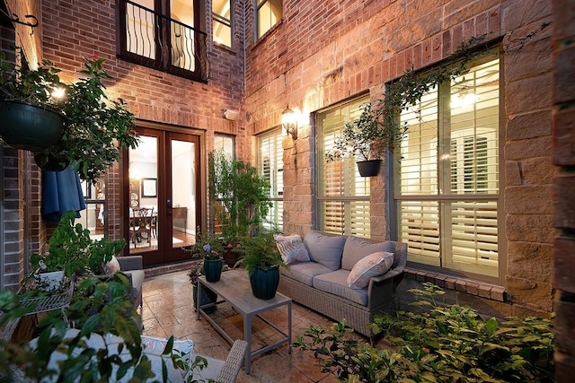 70 N Knights Crossing Dr, The Woodlands, TX 77382 - view of patio / terrace featuring french doors and an outdoor living space