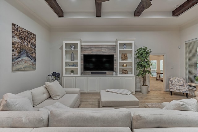 11 Hillsborough Dr E, Montgomery, TX 77356 - living area with beam ceiling and light wood-style flooring