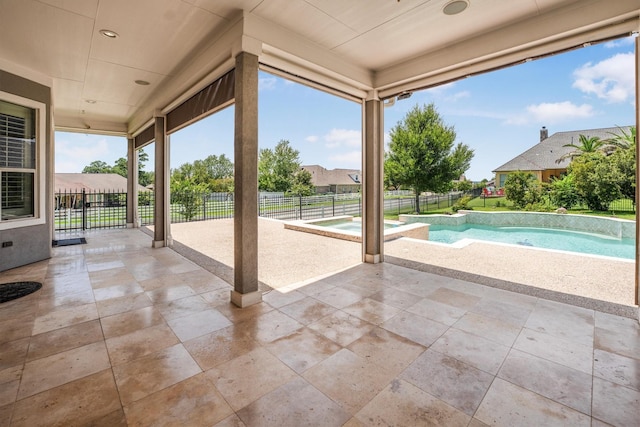 5925 Oak Leaf Ct, Conroe, TX 77304 - fenced backyard with a patio area and a pool with connected hot tub