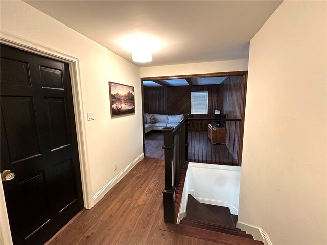 11219 Lorton Dr, Houston, TX 77070 - hall with dark wood finished floors and baseboards