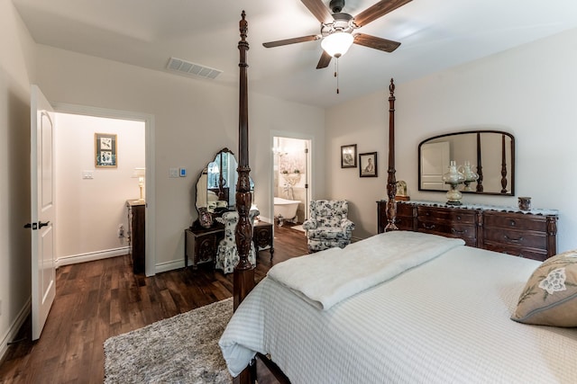 1812 Camellia Dr, Huntsville, TX 77340 - bedroom with wood finished floors, a ceiling fan, ensuite bath, and a baseboard radiator