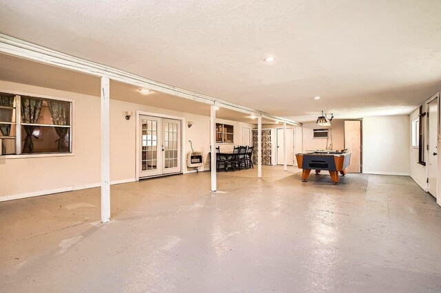 170 Trails End Dr, Cleveland, TX 77328 - below grade area with heating unit, billiards table, and recessed lighting