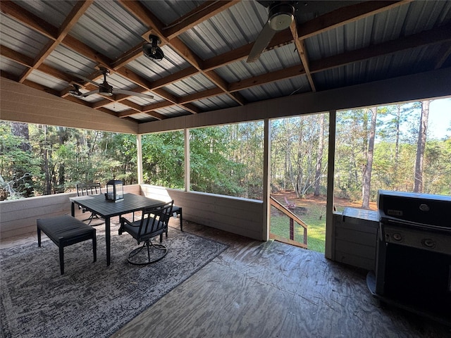 164 Pine Hollow Cv, Brookeland, TX 75931 - sunroom / solarium with a ceiling fan and outdoor dining area