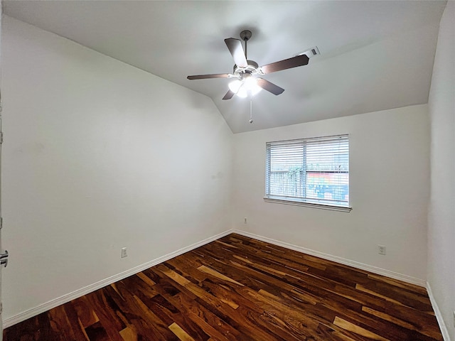 3822 Breckenridge Dr Unit X77356, Montgomery, TX 77356 - spare room featuring lofted ceiling, dark wood-style floors, baseboards, and a ceiling fan