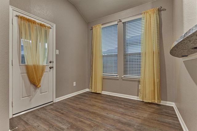 14208 Sedona Ridge Dr, Conroe, TX 77303 - entryway with wood finished floors, vaulted ceiling, and healthy amount of natural light