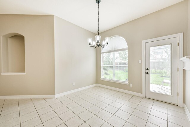 11510 Amber Canyon Dr, Houston, TX 77095 - unfurnished dining area featuring a chandelier and light tile patterned floors