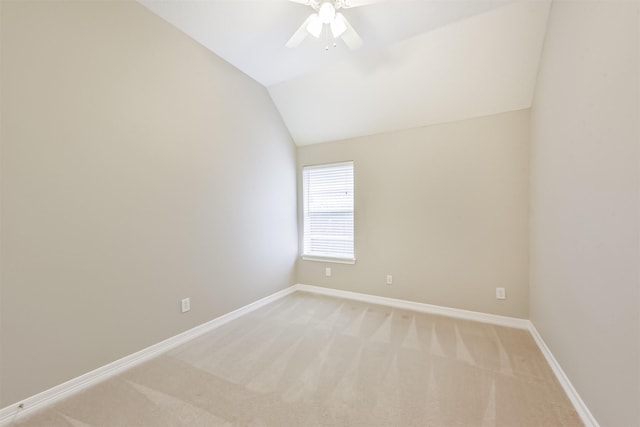 11510 Amber Canyon Dr, Houston, TX 77095 - empty room with ceiling fan, light colored carpet, and lofted ceiling