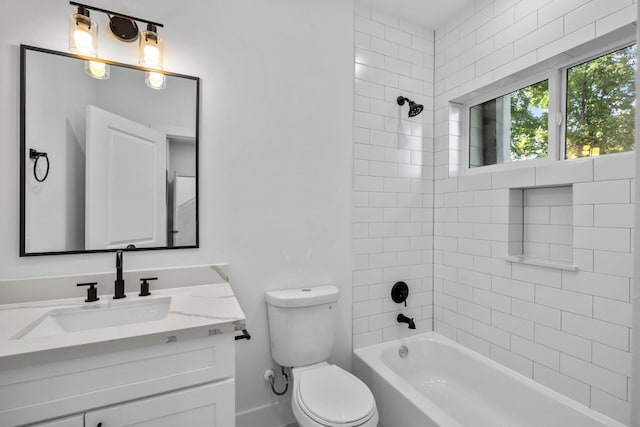 1711 Bardwell St, Houston, TX 77009 - full bathroom with toilet, vanity, bathing tub / shower combination, and baseboards